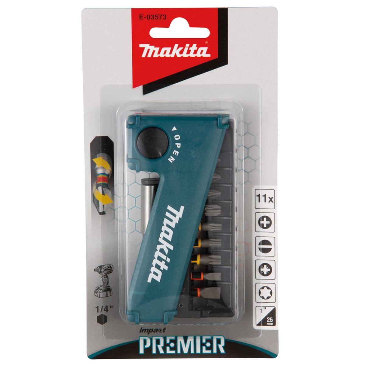 Makita E-03573 Impact Premier Torsion Screw Bit Set Of 11 Pieces