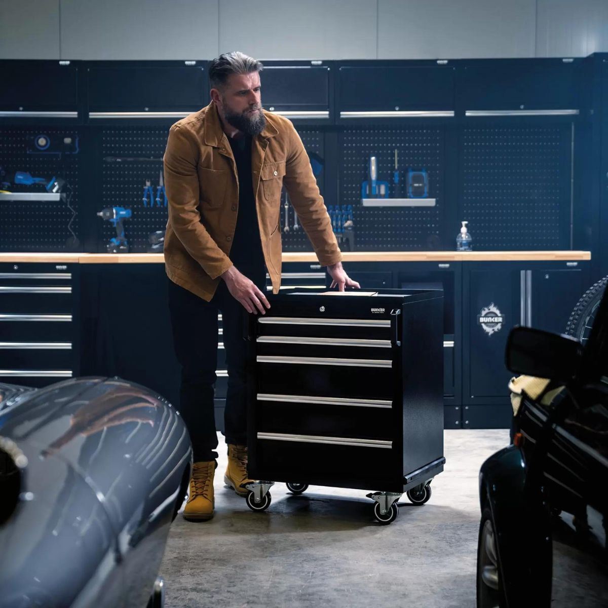 Draper MS400COMBO/25B BUNKER Modular Storage Combo with Hardwood Worktop 25 Piece 04390