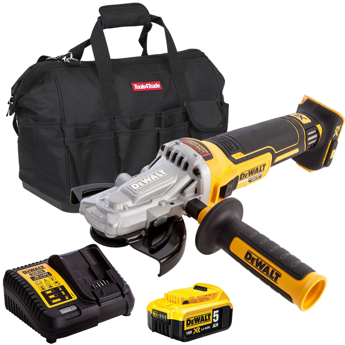 Dewalt DCG405FN 18V Brushless 125mm Angle Grinder with 1 x 5.0Ah Batteries & Charger in Bag