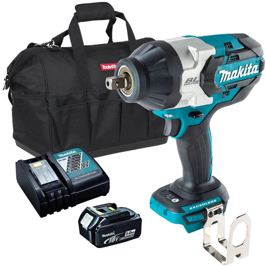 Makita DTW1004Z 18V Brushless 1/2" Impact Wrench with 1 x 5.0Ah Battery Charger & Bag
