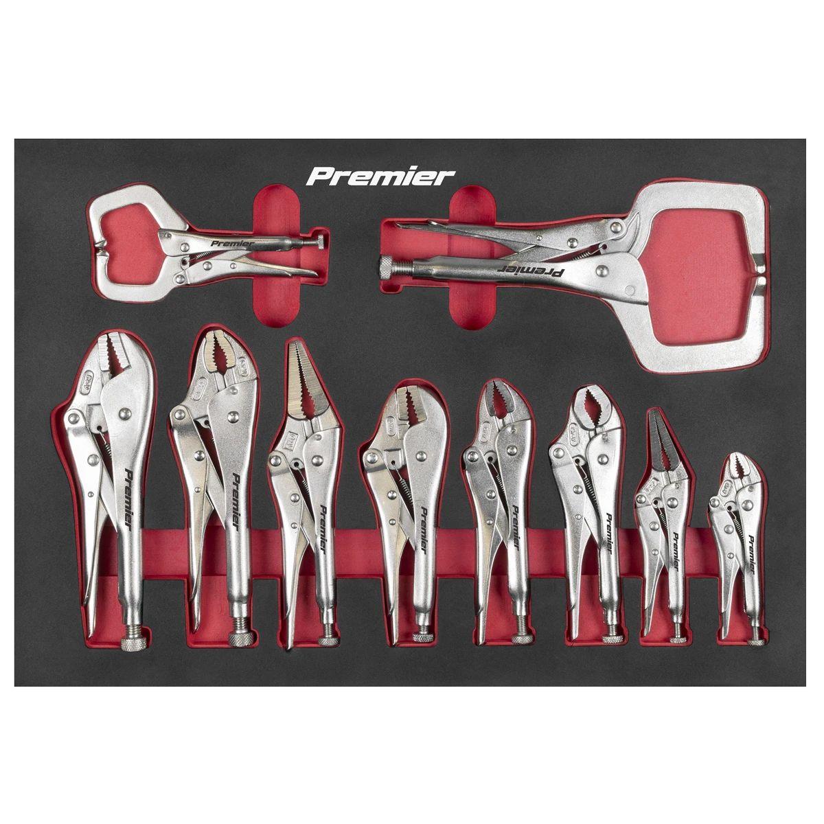Sealey AK6802 Premier Locking Pliers Set with Tool Tray 10pc
