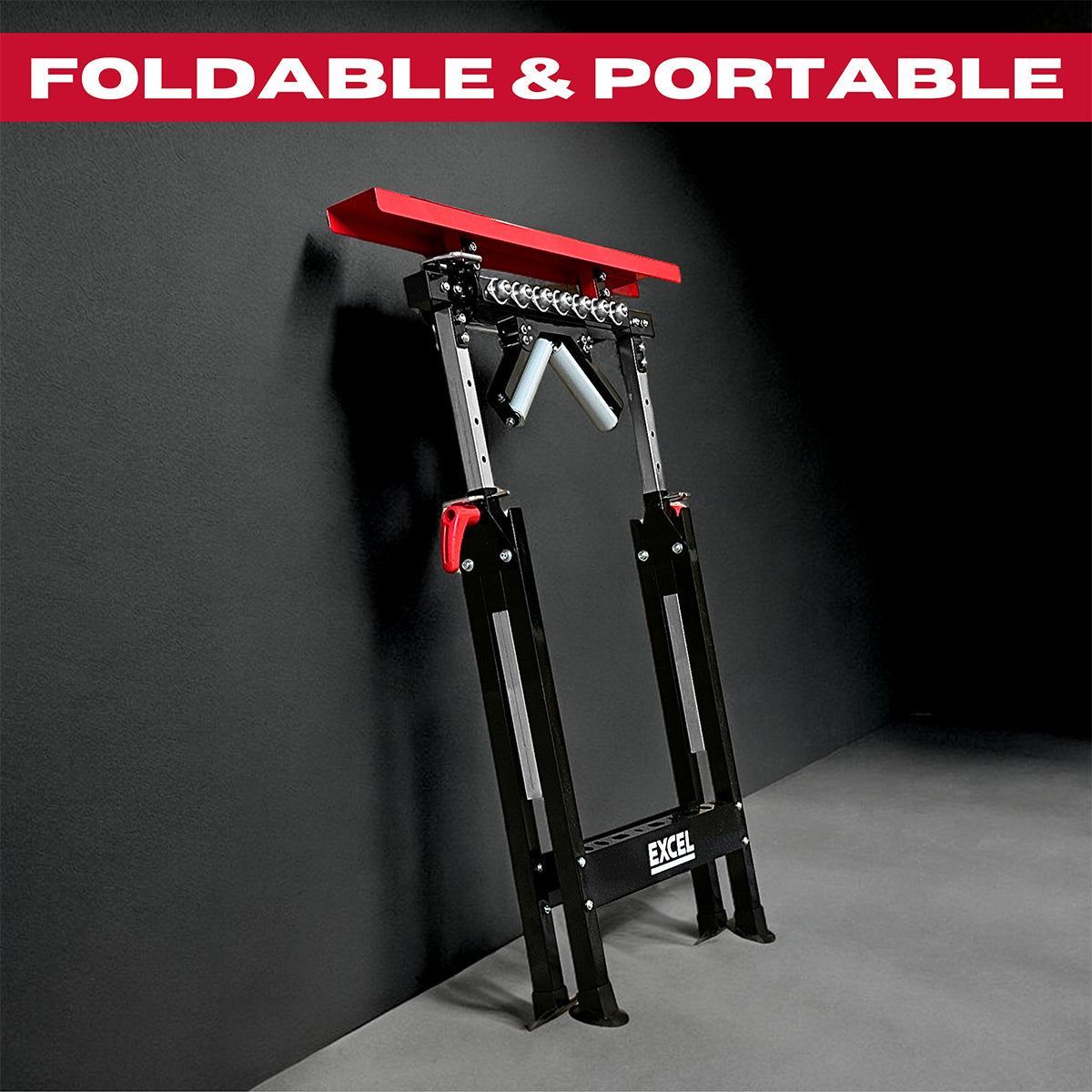 Excel Multi-Function 4 in 1 Workbench Table Trestle Roller Stand Adjustable Height Item Condition Used