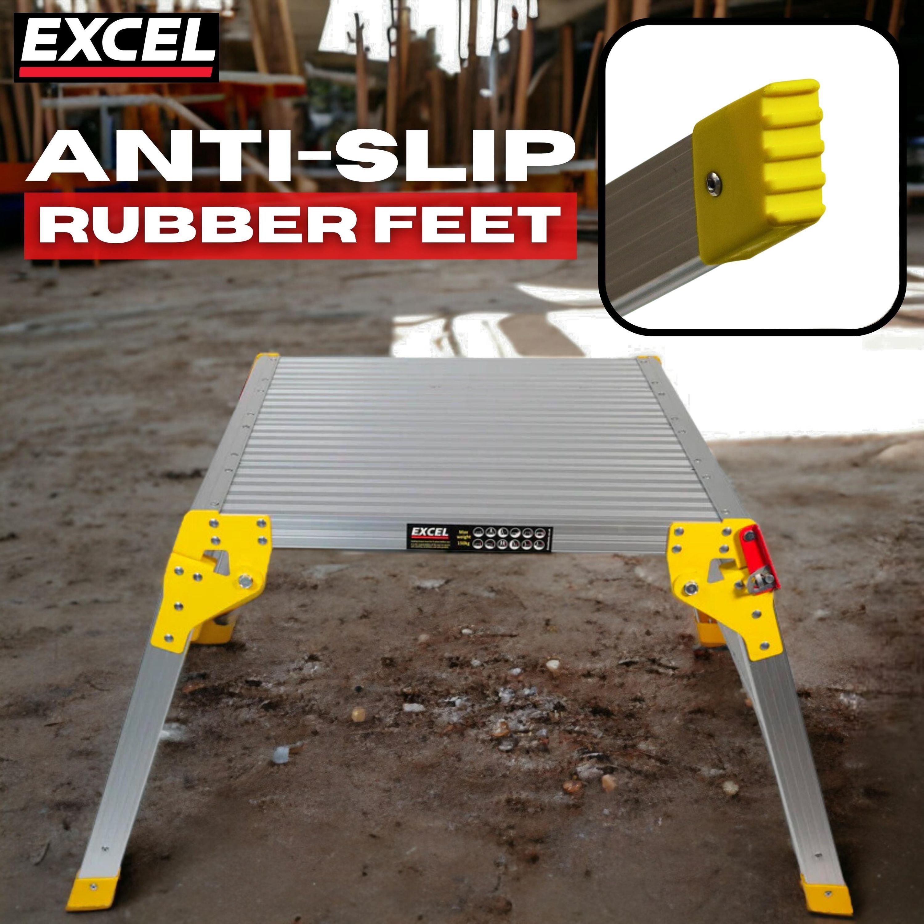 Excel Aluminium Stool Ladder 4 Tread with Work Bench Folding Hop Up 600mm