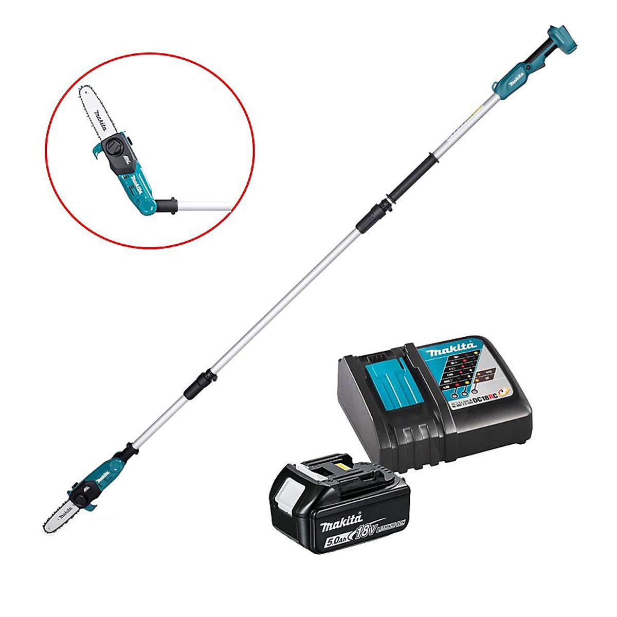 Makita DUA200RT 18V LXT Brushless 20cm Pole Saw With 1 x 5.0Ah Battery & Charger