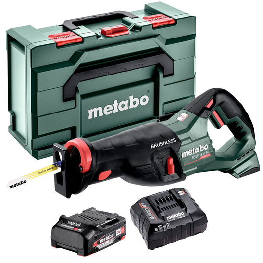 Metabo SSEP 18 LT BL 18V Brushless Sabre Saw with 1 x 2.0Ah Battery Charger & Metabox