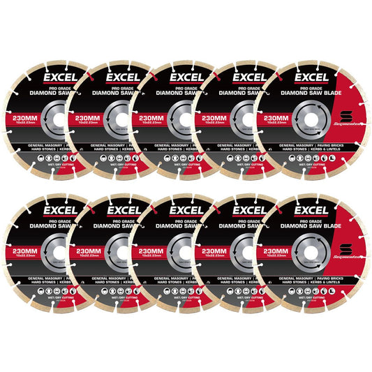 Excel 230mm Diamond Blade Pro Grade Segmented Pack of 10
