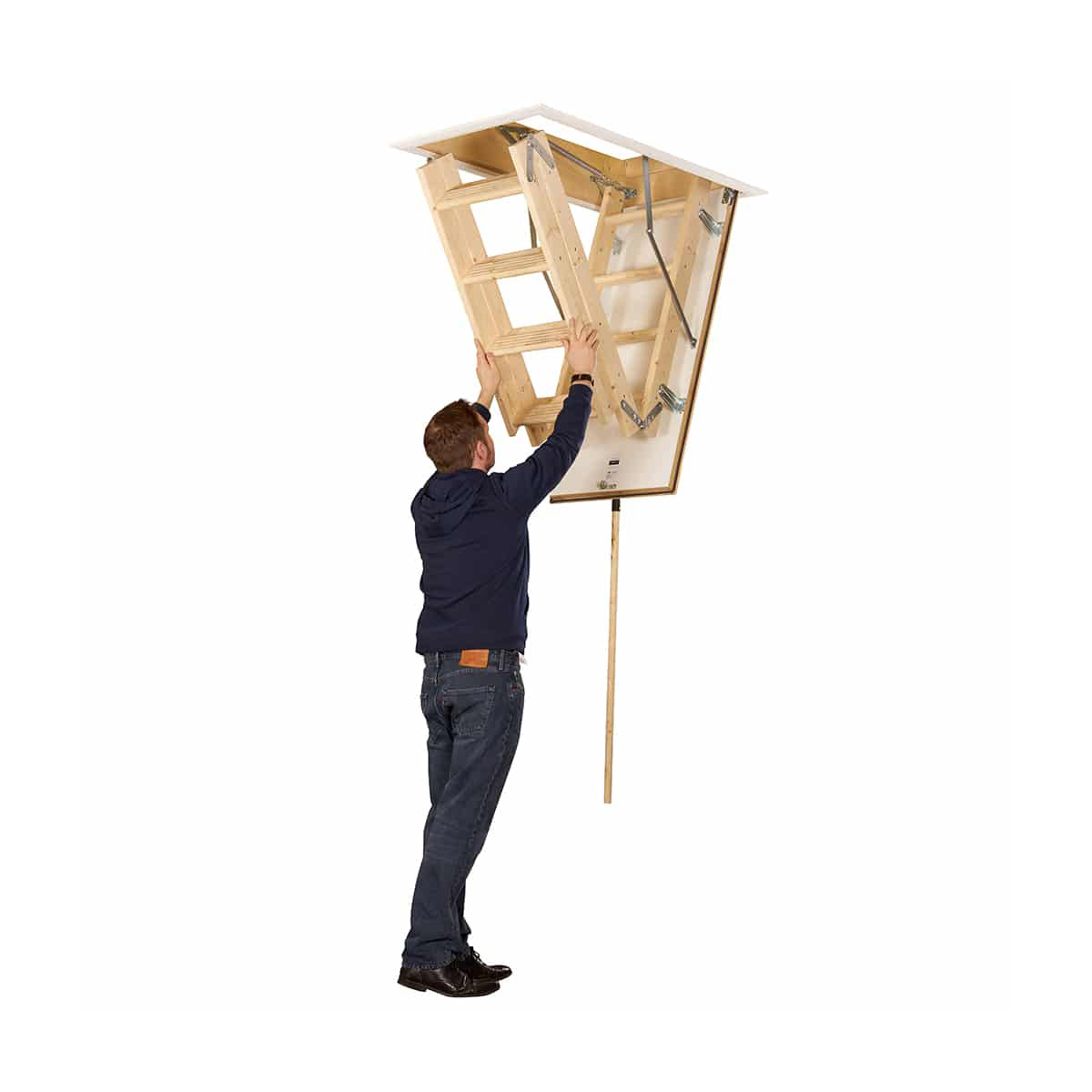 TB Davies EUROFOLD Timber Wooden Loft Ladder Safe, Easy to Install and Slip Resistant 1530-000