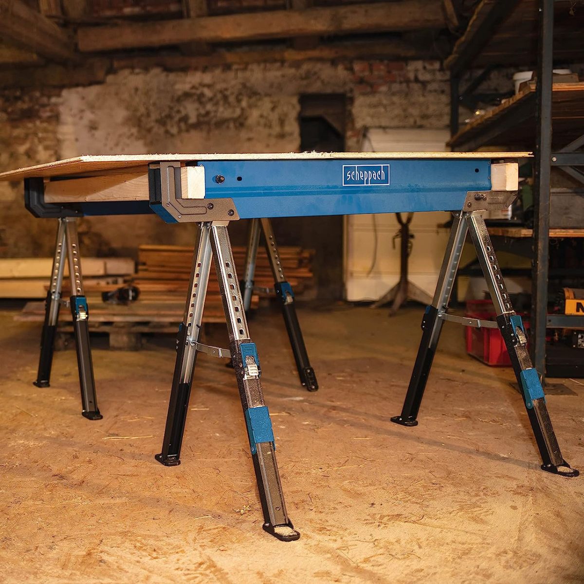 Scheppach MWB600 Sawhorse 61.8-82cm Height 589kg Load Capacity