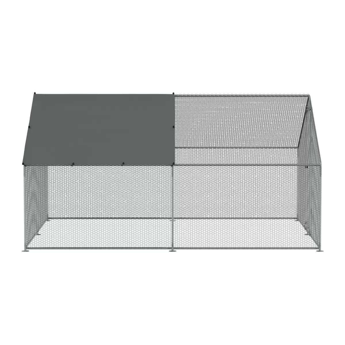 Dellonda DG279 3 x 4 x 2m Walk-In Chicken Run, Galvanized Steel, Roof Cover & PVC Coated Chicken Wire