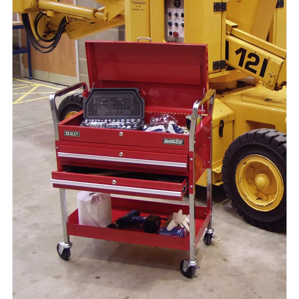 Sealey CX1042D 2-Level Heavy-Duty Trolley with Lockable Top & 2 Drawers