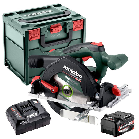 Metabo KS 18 LTX 57 BL 18V Brushless 165mm Circular Saw with 1 x 4.0Ah Battery Charger & Metabox