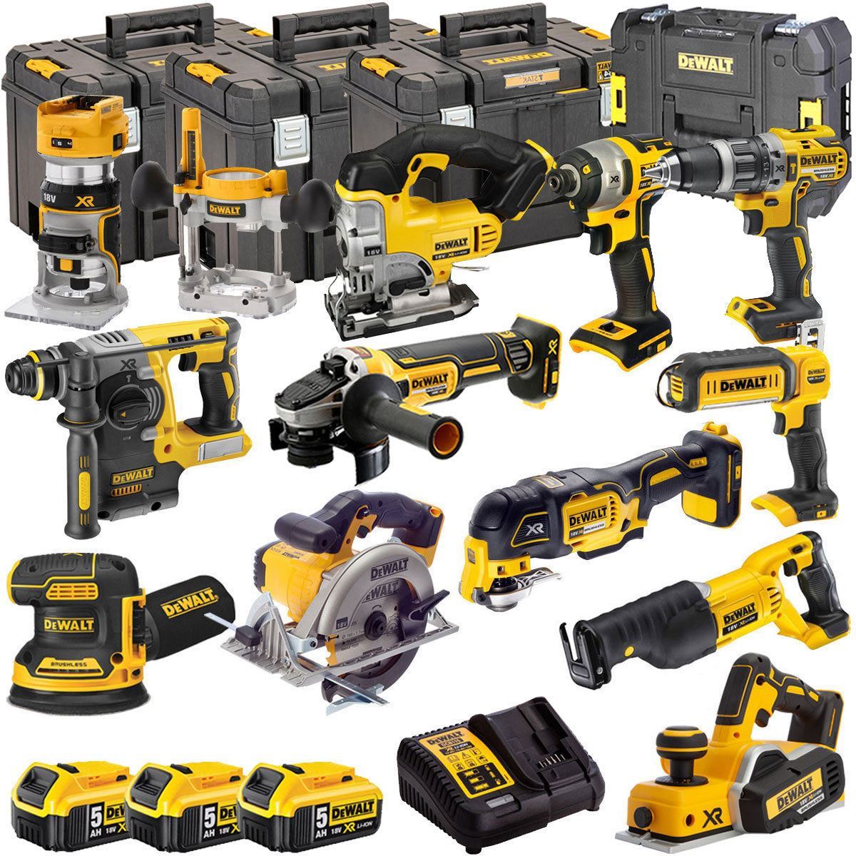 Dewalt 18V 12 Piece Power Tool Kit with 3 x 5.0Ah Batteries T4TKIT-4825