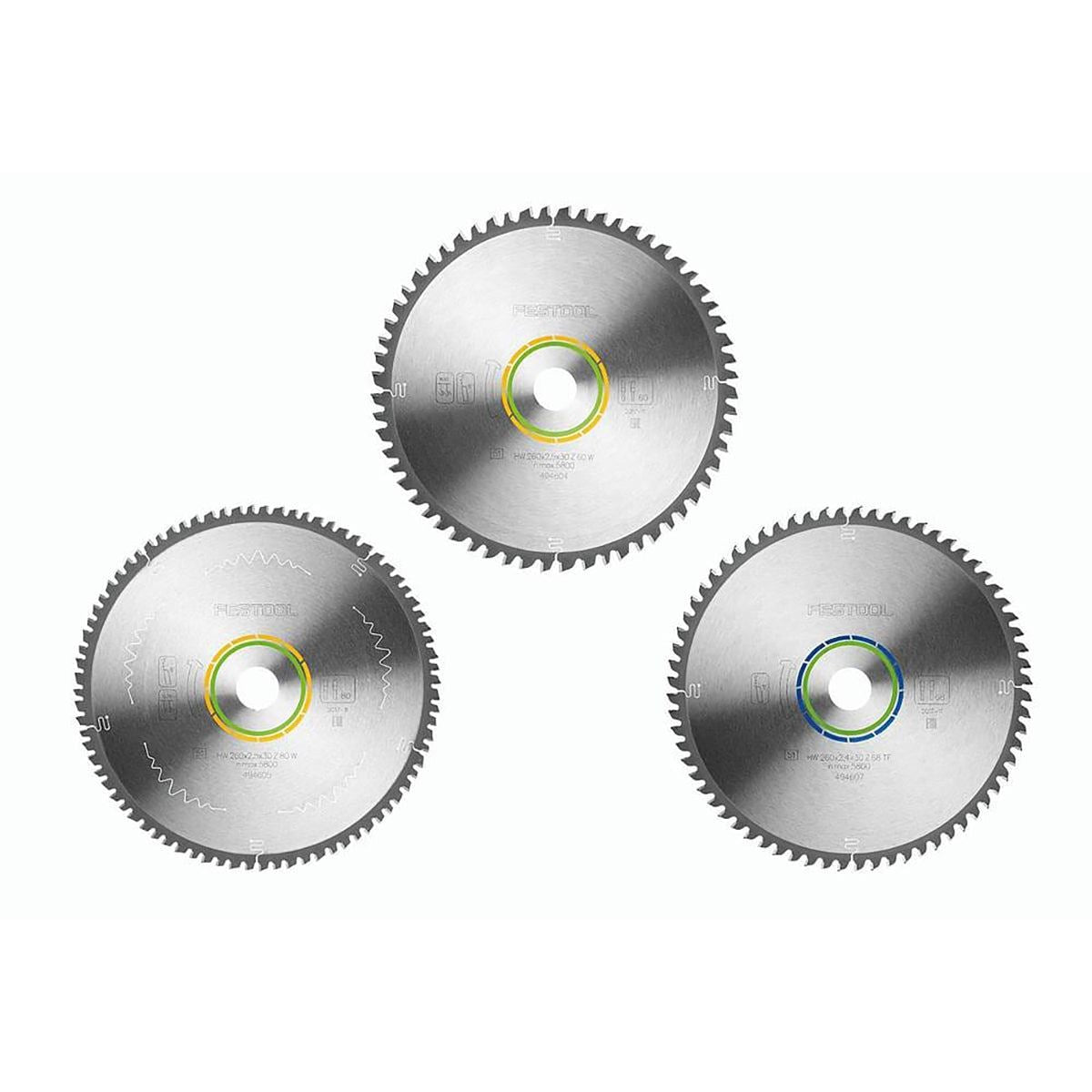 Festool KSB-SORT/3 W/A 260x2,5 Circular Saw Blade Set Of 3 - 578570