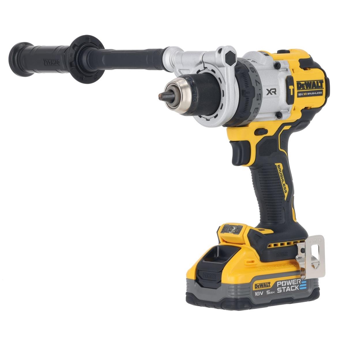 Dewalt DCD1007H2T-GB 18V XR Brushless Combi Drill With 2 x 5.0Ah Powerstack Batteries, Charger & Case
