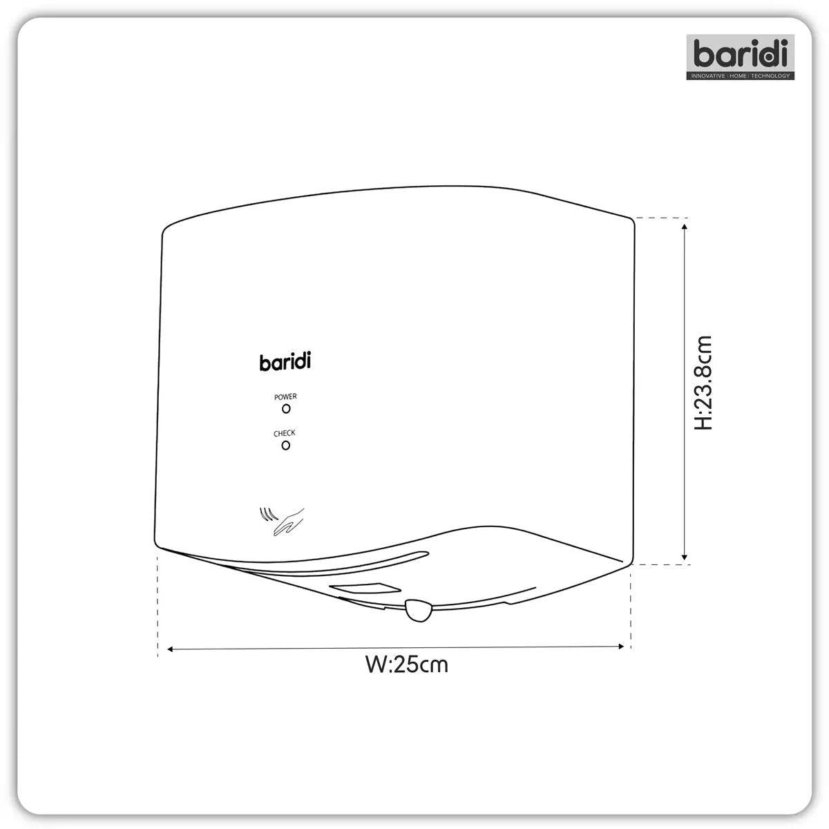 Sealey DH378 Baridi High Speed Hand Dryer with Auto Sensor 1400-1650W/230V White