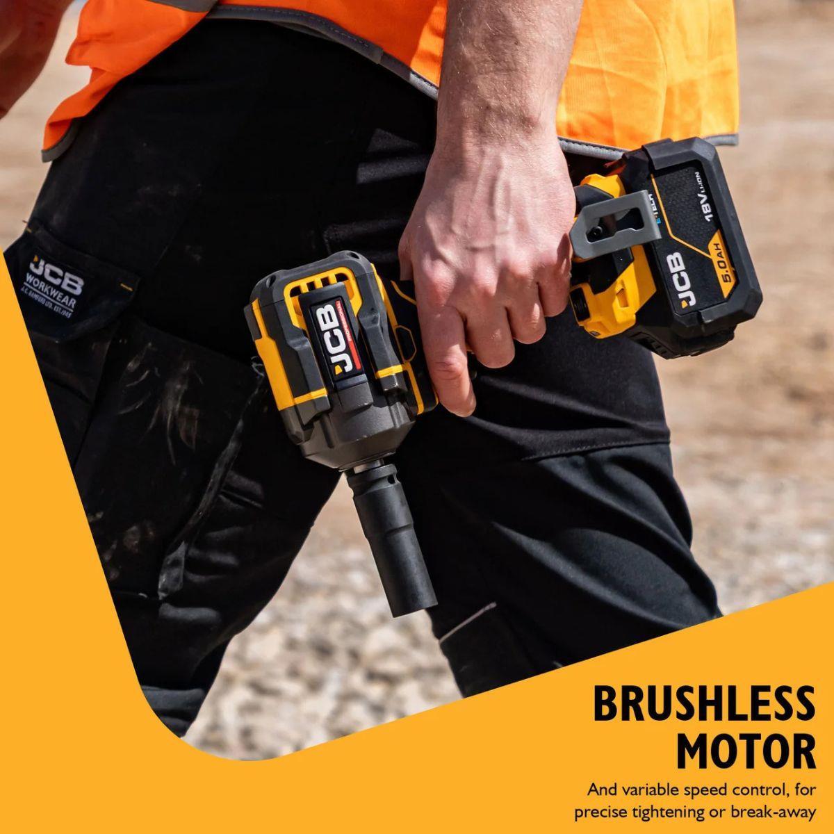 JCB-18PIW-350 18V 1/2 Inch Impact Wrench 350Nm Nut-Busting Torque Body Only