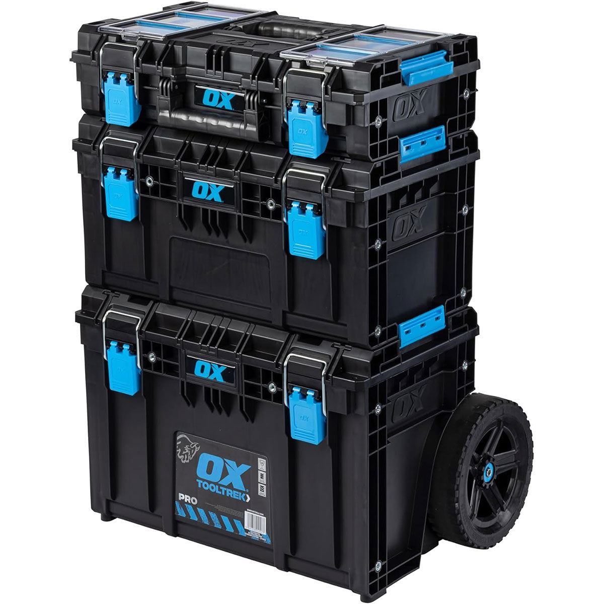OX ToolTrek Pro Modular Storage System 3 Piece Set Heavy Duty with Wheeled OX-P600703 Item Condition Damaged Box