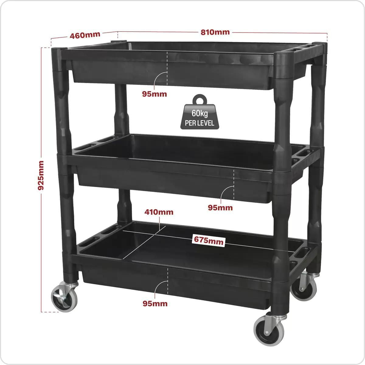 Sealey CX205 3-Level Composite Trolley Heavy-Duty