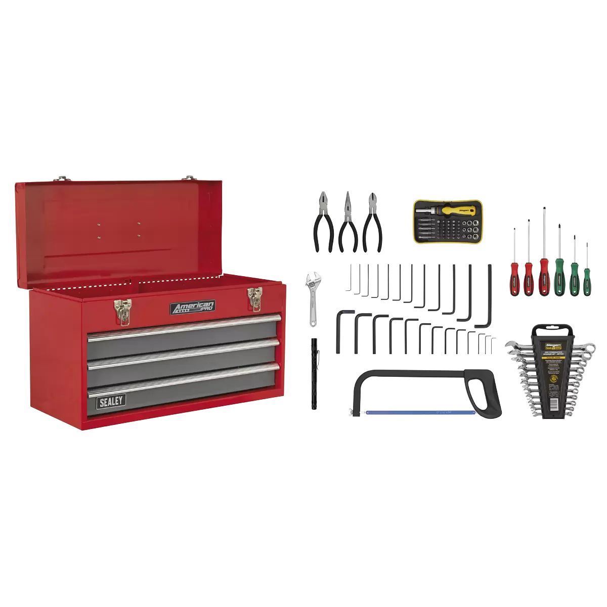 Sealey AP9243BBCOMBO Portable Tool Chest 3 Drawer 93pc Tool Kit