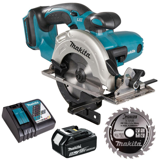 Makita DSS501Z 18V LXT 136mm Circular Saw with 1 x 5.0Ah Battery Charger & 25T TCT Blade