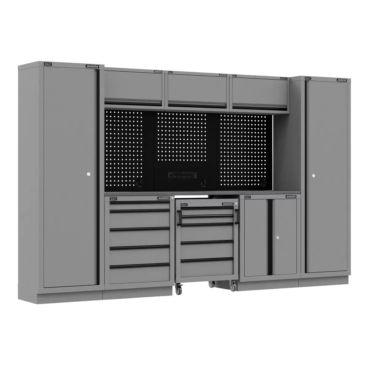 Sealey APMSBESTACK01SS Superline PRO Black Edition Storage System with Stainless Worktop 3.24m