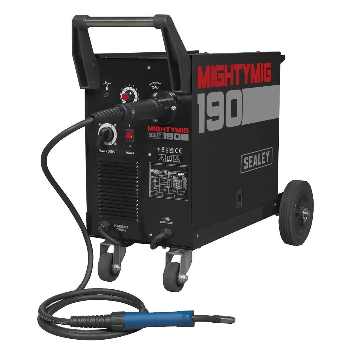 Sealey MIGHTYMIG190 Professional Gas/Gasless MIG Welder with Euro Torch 230V/190A