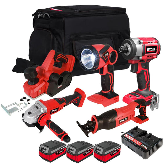Excel 18V Cordless 5 Piece Tool Kit with 3 x 4.0Ah Battery & Charger EXL5235