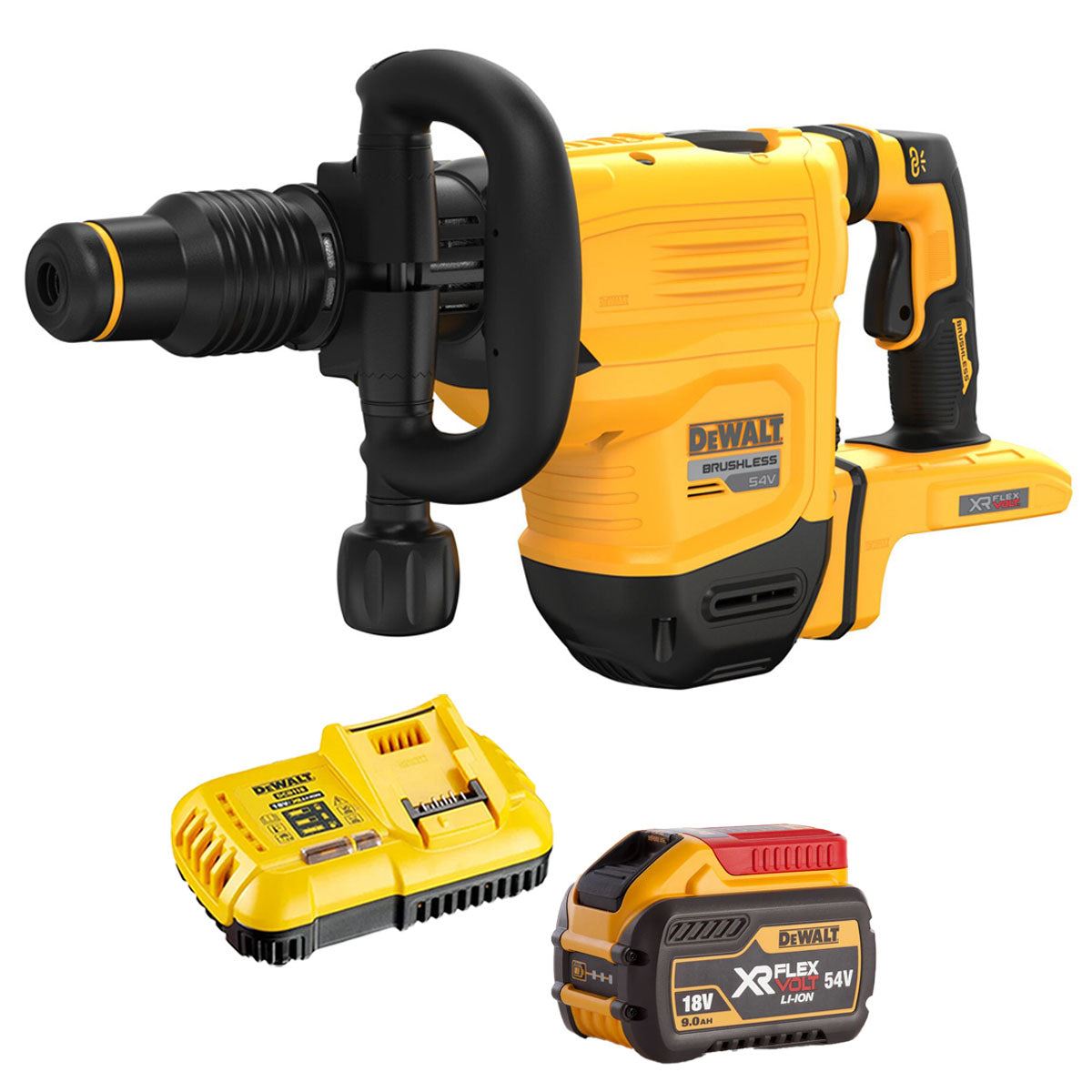 DeWalt DCH832N-XJ 54V XR Flexvolt Brushless SDS Max Chipping Hammer with 1 x 9.0Ah Battery & Charger