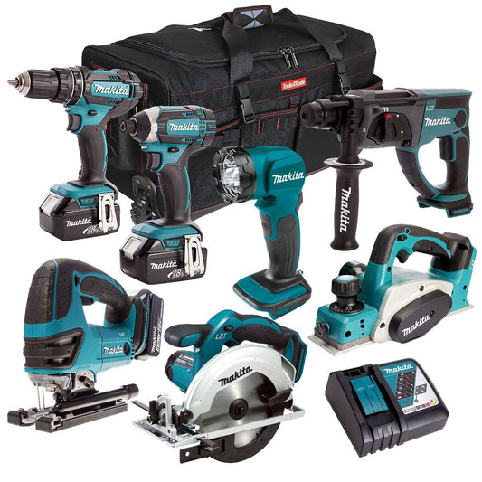 Makita 18V 7 Piece Cordless Kit with 3 x 5.0Ah Batteries & Charger T4TKIT-211
