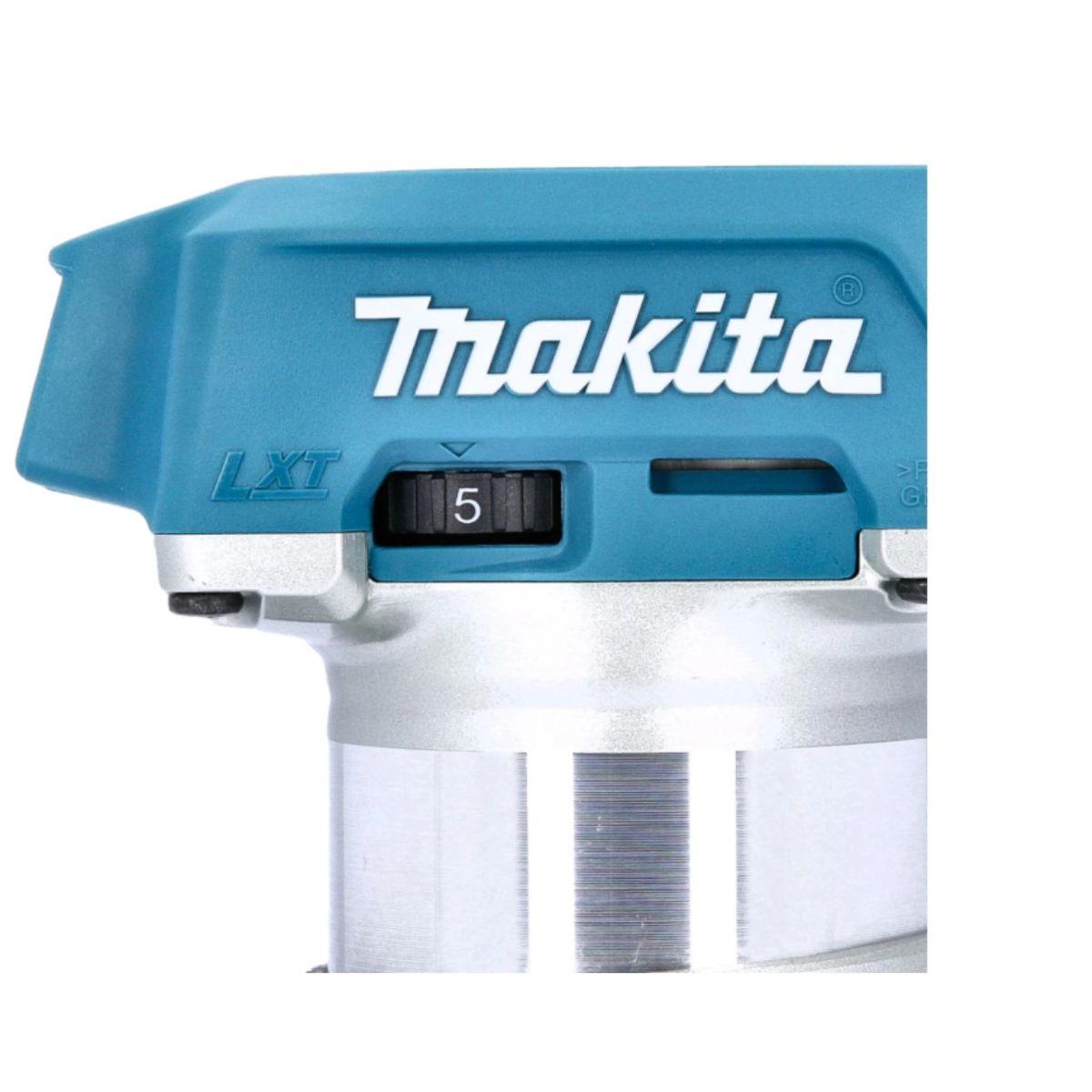 Makita DRT50RTJX2 Router Trimmer 18V LXT Cordless Brushless 6/8mm Collet Capacity 800W With 2 x 5.0Ah Batteries, Charger & Case
