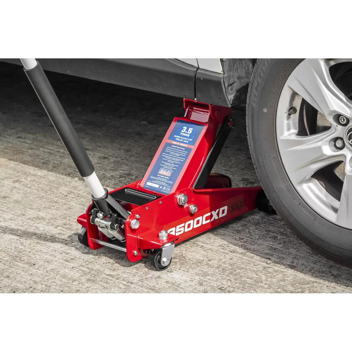 Sealey 3500CXD Trolley Jack with Super Rocket Lift 3.5 Tonne