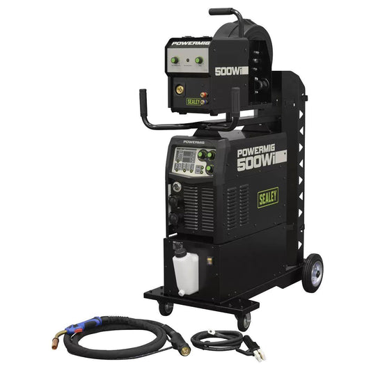 Sealey POWERMIG500Wi 500A Professional Gas/Gasless MIG/TIG/MMA Inverter Welder with Portable Wire Feeder & Water Cooler 400V/3ph