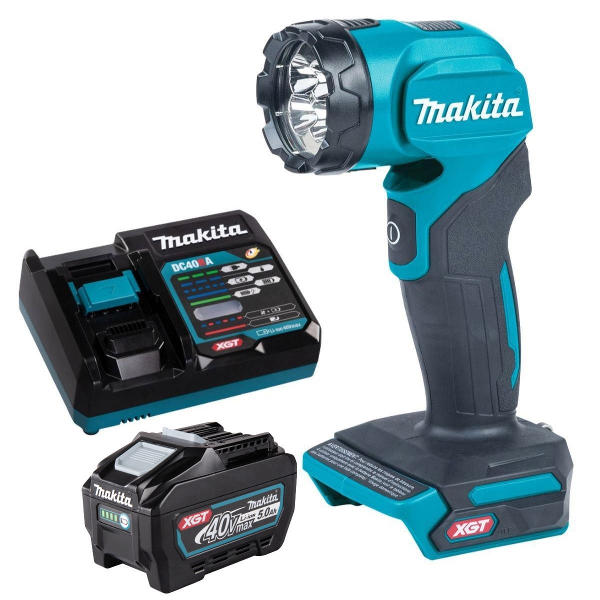 Makita ML001G 40V Max XGT LED Flashlight with 1 x 5.0Ah Battery & Charger