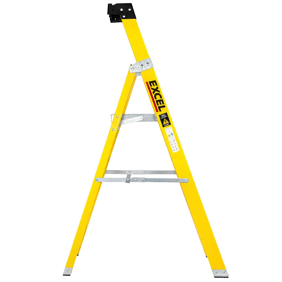 Excel Electricians Fibreglass Platform Step Ladder 4 Tread 1.57m EN131 Yellow