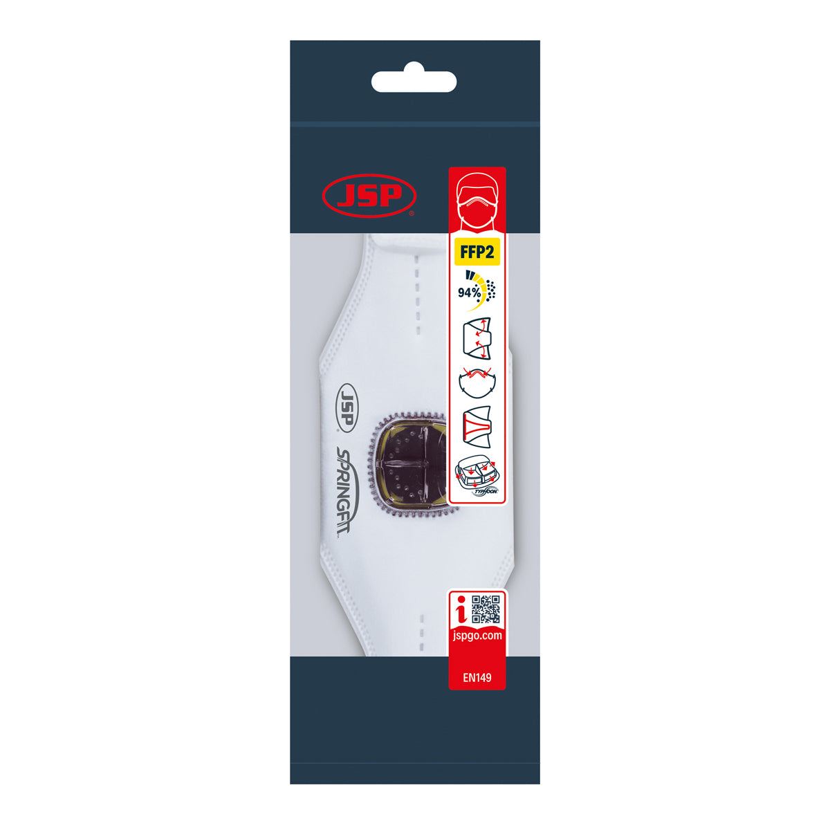 JSP Springfit Disposable Mask 425ML FFP2 With Typhoon Valved - BGA172-202-N00