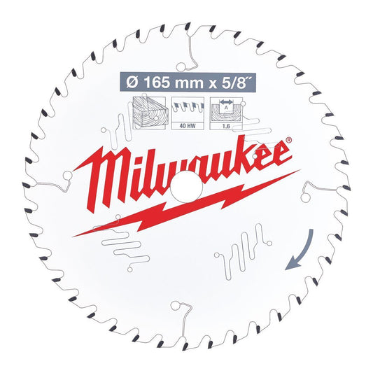 Milwaukee 165mm Circular Saw Blade 40T 4932471312