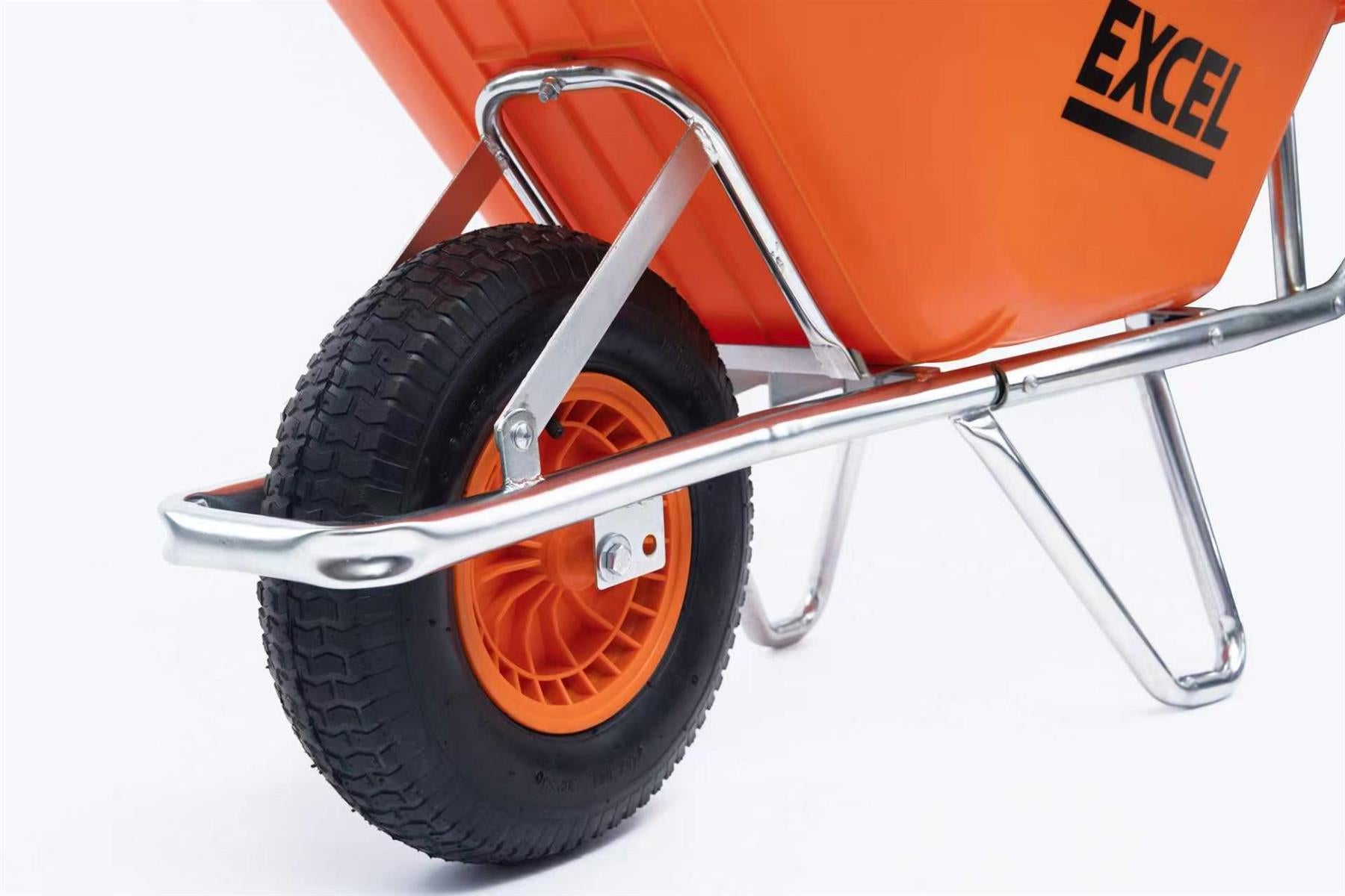 Excel Heavy Duty 100L Orange Wheelbarrow with Chrome Plated Frame