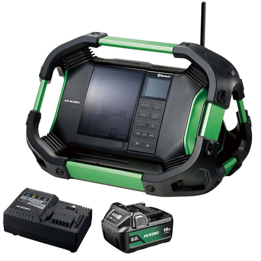 HiKOKI UR18DSDL 14.4V/18V DAB/DAB+ FM Bluetooth Jobsite Radio with 1 x 5.0Ah Battery & Charger