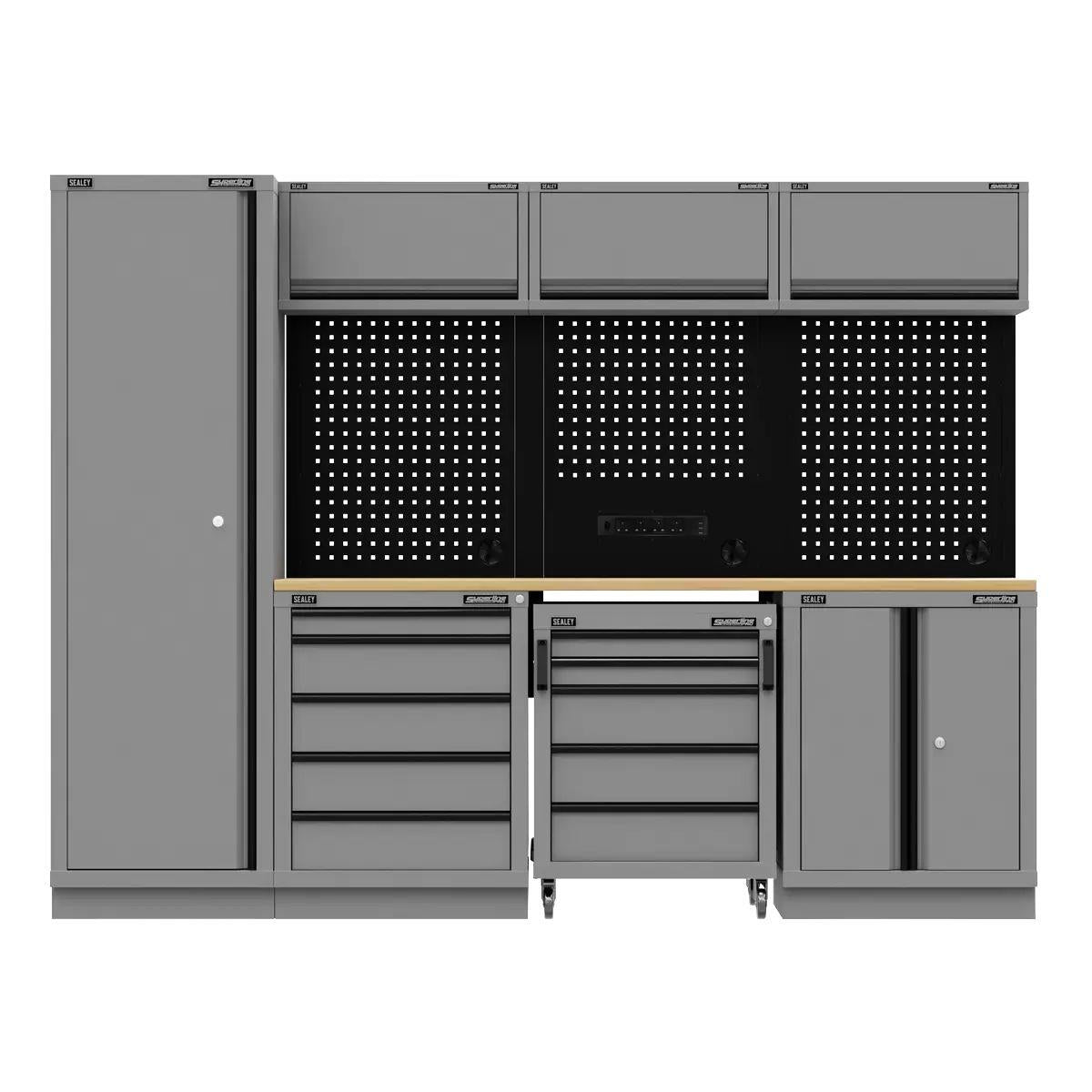 Sealey APMSBESTACK02W Superline PRO Black Edition Storage System with Rubber Wood Worktop 2.64m