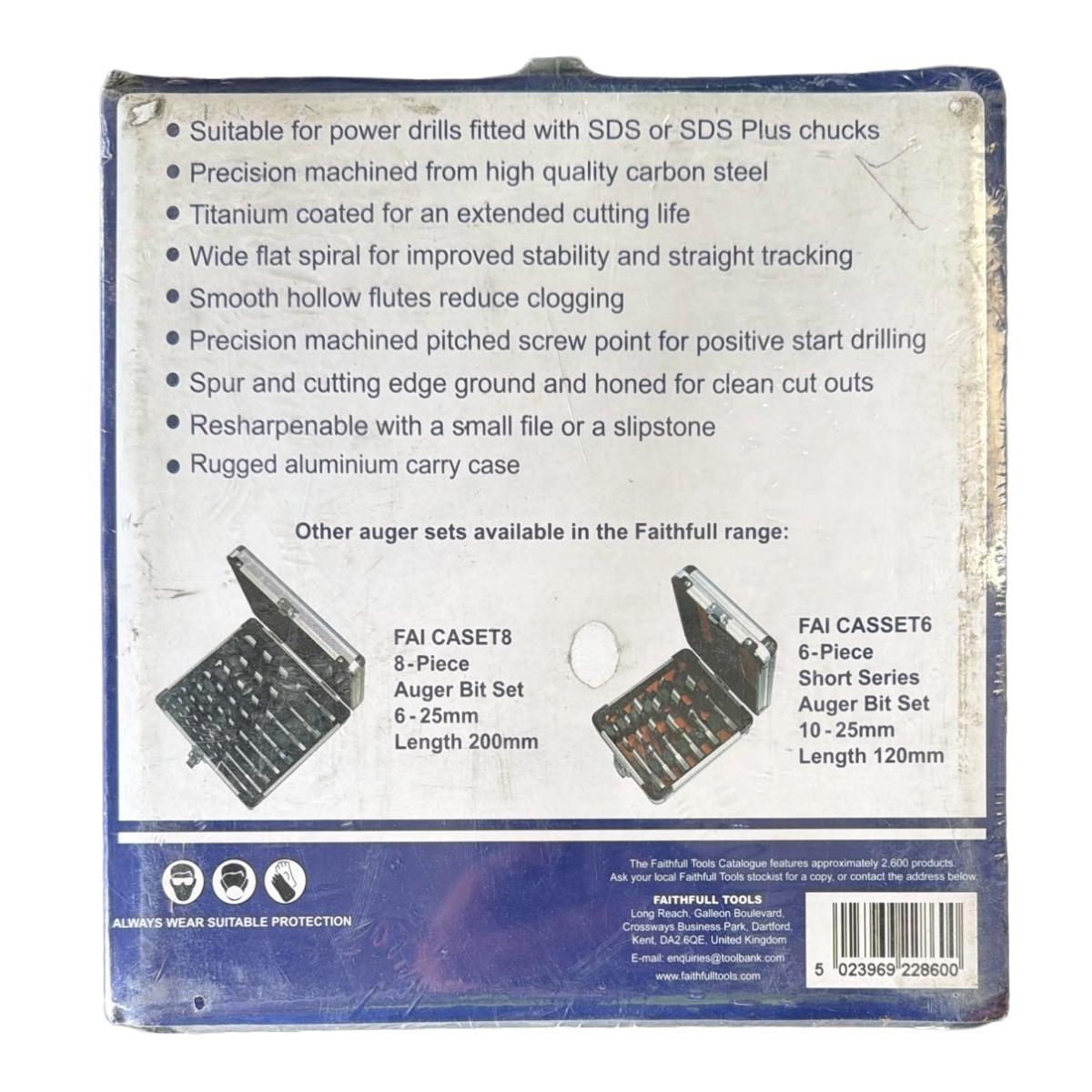 Faithfull CASDSSET8 8-Piece SDS Auger Bit Set