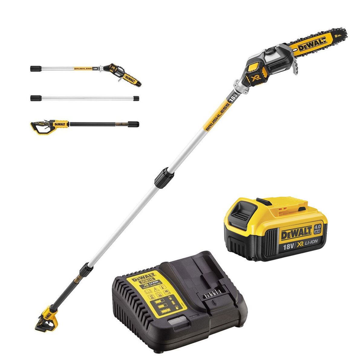 Dewalt DCMPS567N-XJ 18V XR Brushless Telescopic Pole Chainsaw with 1 x 4.0Ah Battery & Charger