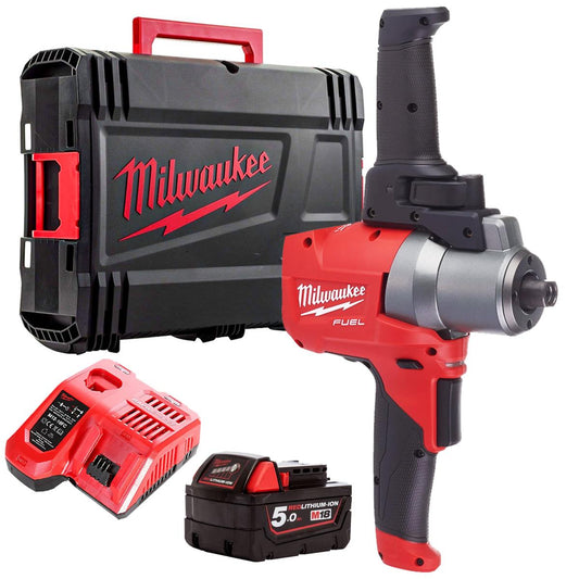 Milwaukee M18FPM-0X 18V FUEL Brushless Paddle Mixer With 1 x 5.0Ah Battery Charger & Case