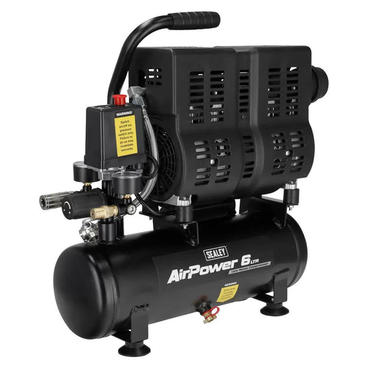 Sealey SAC6000S 6L Oil Free Low Noise Direct Drive Air Compressor 1hp & 230V/13A