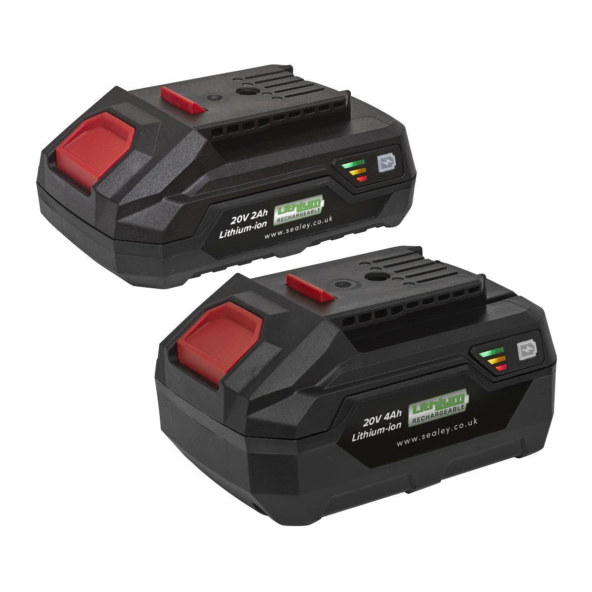 Sealey BK24 20V Series Power Tool Battery 2Ah & 4Ah Pack of 2