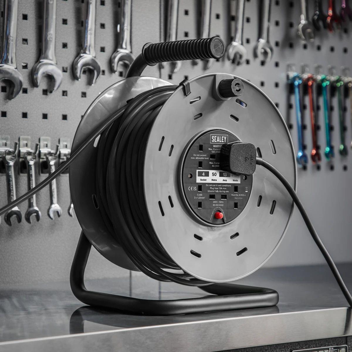 Sealey BCR50 Cable Reel 50m 4 x 230V/960W