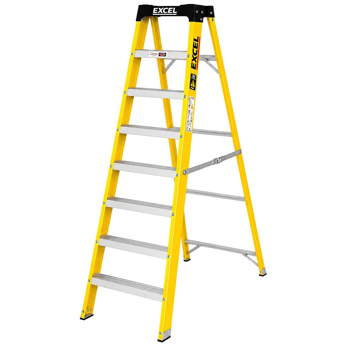 Excel Electricians Fibreglass Step Ladder 8 Tread 1.91m Heavy Duty