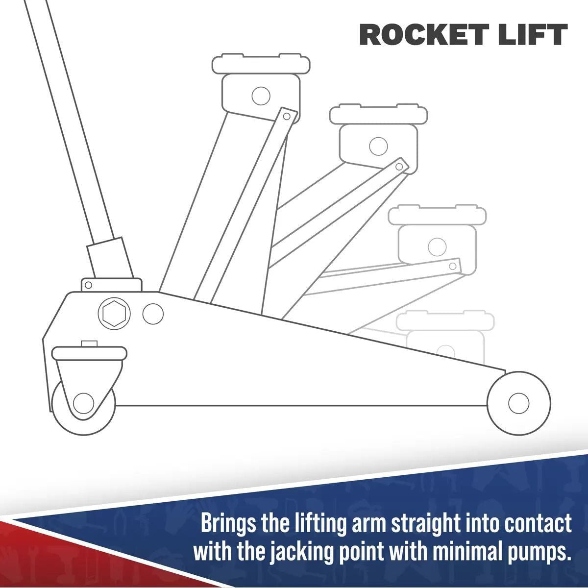 Sealey 2100TB Viking Low Entry Long Reach Trolley Jack 2 Tonne Ton Rocket Lift