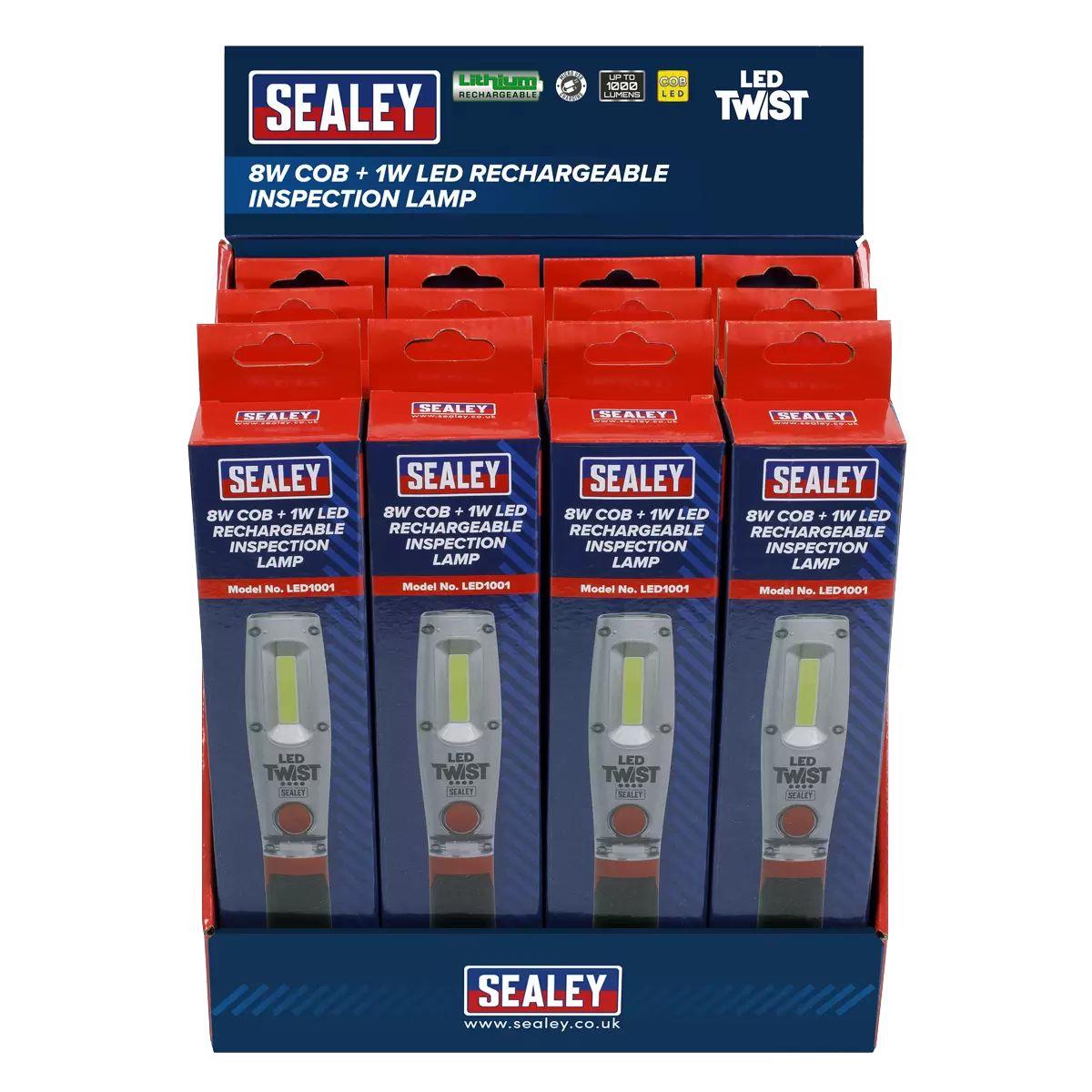 Sealey LED1001DB Rechargeable Inspection Lamp 8W LED Display Box of 12