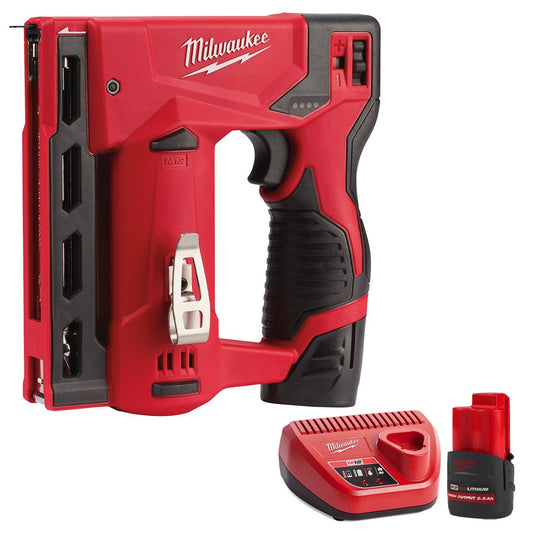 Milwaukee M12BST-0 12V Sub Compact Second Fix Stapler with 1 x 2.5Ah Battery & Charger