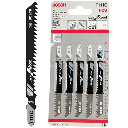 Bosch T111C Wood Jigsaw Blade Pack of 5 - 2608630033